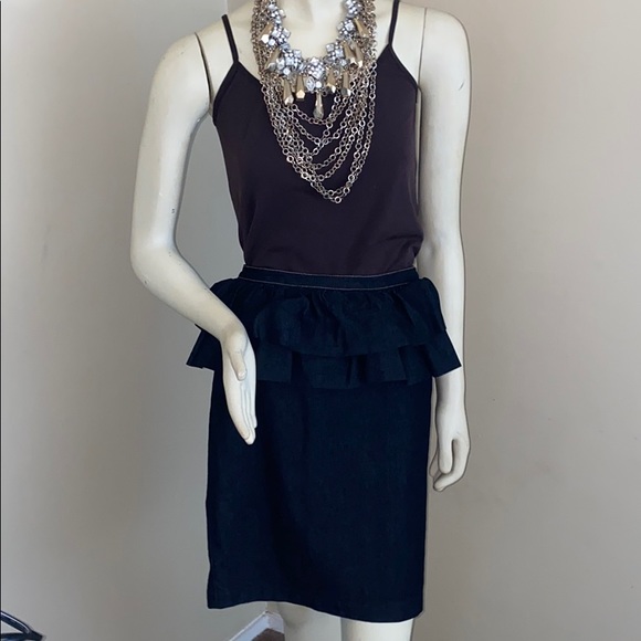 Bisou Bisou Denim Peplum Skirt - Picture 1 of 5